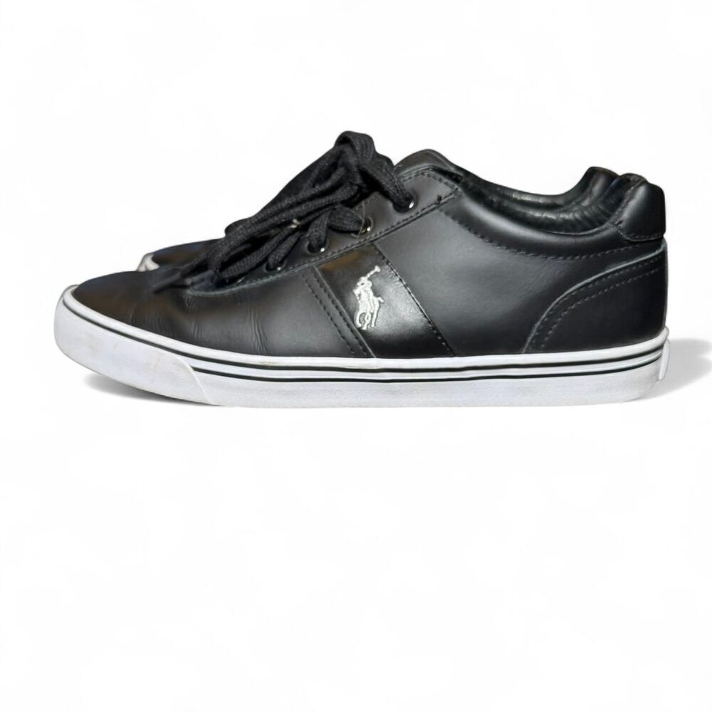 Black leather Polo Ralph Lauren Hanford trainers Size 10.5